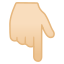image for :backhand index pointing down: light skin tone: