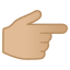 image for :backhand index pointing right: medium-light skin tone: