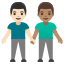 image for :men holding hands: light skin tone, medium skin tone: