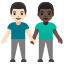 image for :men holding hands: light skin tone, dark skin tone: