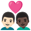 image for :couple with heart: man, man, light skin tone, dark skin tone: