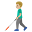 image for :man with white cane: medium-light skin tone: