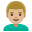 image for :man: medium-light skin tone, curly hair: