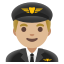 image for :man pilot: medium-light skin tone: