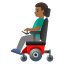 image for :man in motorized wheelchair: medium-dark skin tone: