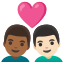 image for :couple with heart: man, man, medium-dark skin tone, light skin tone: