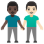 image for :men holding hands: dark skin tone, light skin tone: