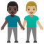 image for :men holding hands: dark skin tone, medium-light skin tone: