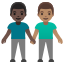 image for :men holding hands: dark skin tone, medium skin tone: