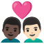 image for :couple with heart: man, man, dark skin tone, light skin tone: