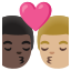 image for :kiss: man, man, dark skin tone, medium-light skin tone: