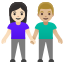 image for :woman and man holding hands: light skin tone, medium-light skin tone: