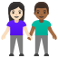 image for :woman and man holding hands: light skin tone, medium-dark skin tone: