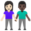 image for :woman and man holding hands: light skin tone, dark skin tone:
