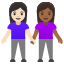 image for :women holding hands: light skin tone, medium-dark skin tone: