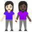 image for :women holding hands: light skin tone, dark skin tone: