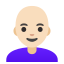 image for :woman: light skin tone, bald: