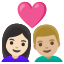 image for :couple with heart: woman, man, light skin tone, medium-light skin tone: