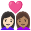 image for :couple with heart: woman, woman, light skin tone, medium skin tone: