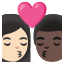 image for :kiss: woman, man, light skin tone, dark skin tone: