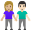 image for :woman and man holding hands: medium-light skin tone, light skin tone: