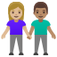 image for :woman and man holding hands: medium-light skin tone, medium skin tone: