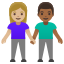 image for :woman and man holding hands: medium-light skin tone, medium-dark skin tone: