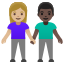 image for :woman and man holding hands: medium-light skin tone, dark skin tone: