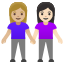 image for :women holding hands: medium-light skin tone, light skin tone: