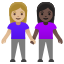 image for :women holding hands: medium-light skin tone, dark skin tone: