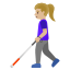 image for :woman with white cane: medium-light skin tone: