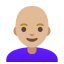 image for :woman: medium-light skin tone, bald: