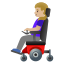 image for :woman in motorized wheelchair: medium-light skin tone: