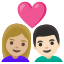 image for :couple with heart: woman, man, medium-light skin tone, light skin tone: