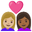 image for :couple with heart: woman, woman, medium-light skin tone, medium-dark skin tone: