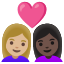 image for :couple with heart: woman, woman, medium-light skin tone, dark skin tone: