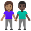 image for :woman and man holding hands: medium skin tone, dark skin tone: