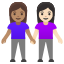 image for :women holding hands: medium skin tone, light skin tone: