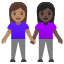 image for :women holding hands: medium skin tone, dark skin tone:
