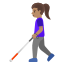 image for :woman with white cane: medium skin tone: