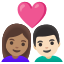 image for :couple with heart: woman, man, medium skin tone, light skin tone:
