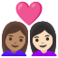 image for :couple with heart: woman, woman, medium skin tone, light skin tone: