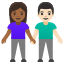 image for :woman and man holding hands: medium-dark skin tone, light skin tone: