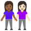 image for :women holding hands: medium-dark skin tone, light skin tone: