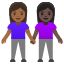 image for :women holding hands: medium-dark skin tone, dark skin tone: