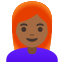 image for :woman: medium-dark skin tone, red hair: