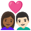 image for :couple with heart: woman, man, medium-dark skin tone, light skin tone: