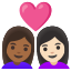 image for :couple with heart: woman, woman, medium-dark skin tone, light skin tone: