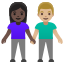 image for :woman and man holding hands: dark skin tone, medium-light skin tone: