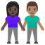 image for :woman and man holding hands: dark skin tone, medium skin tone: